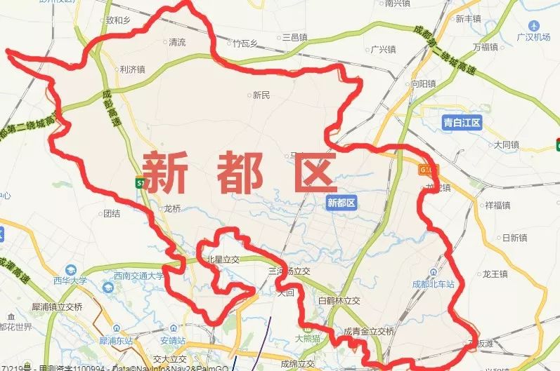 大丰街道,三河街道; 镇有10个: 新繁镇,石板滩镇,新民镇,泰兴镇,清流