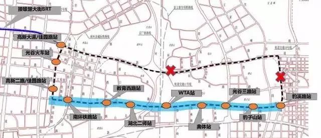 另外远期规划有9号线和13号线,这2条地铁均位于光谷中心城南部.