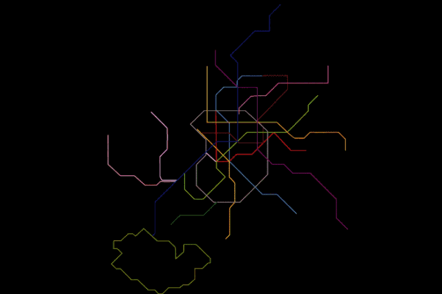 data is beautiful 在reddit上收集了一系列gif动图,将许多城市地铁的