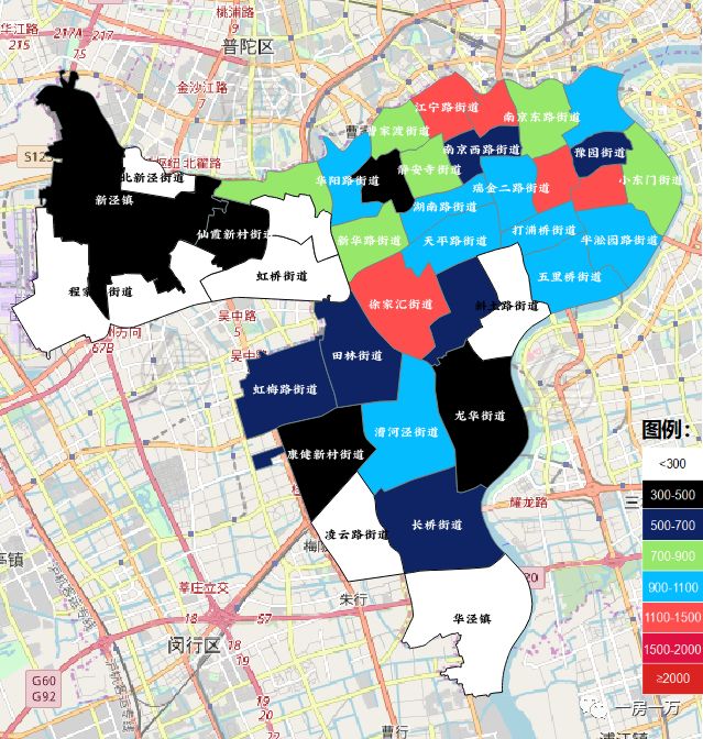 *市区改善 型 客群 置业地图 注:总价段下的百分比:各街道表现突出的
