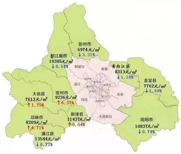 成都7月最全房价地图出炉:降价区域增多,但幅度不大