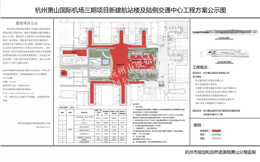 杭州萧山国际机场三期项目新建航站楼及陆侧交通中心工程建设方案公示