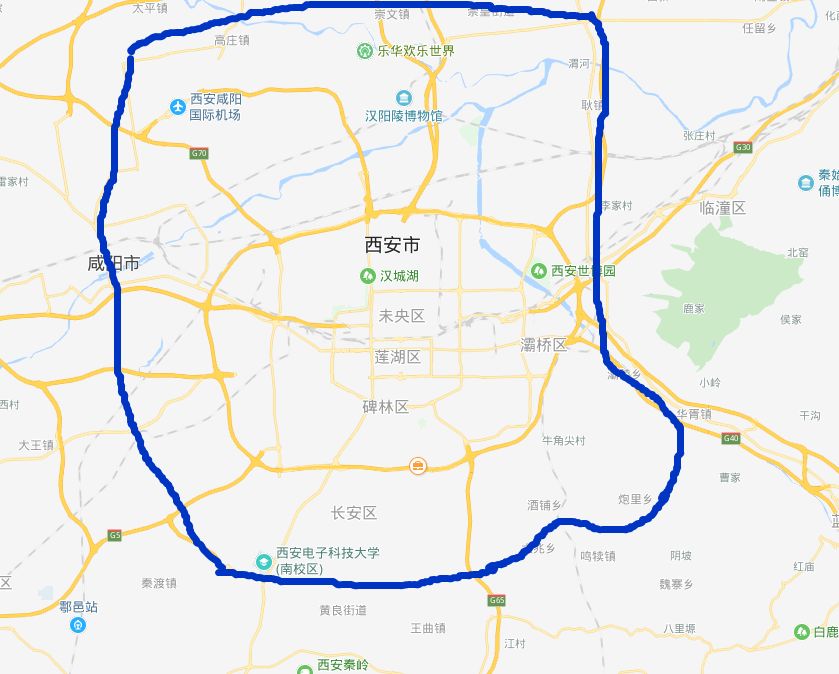三环由西安绕城高速公路改为,全长88公里,使陕西省境内的5条国道,3条