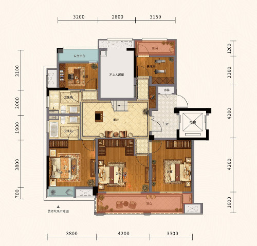 信达东方禾苑197㎡顶跃下层户型图