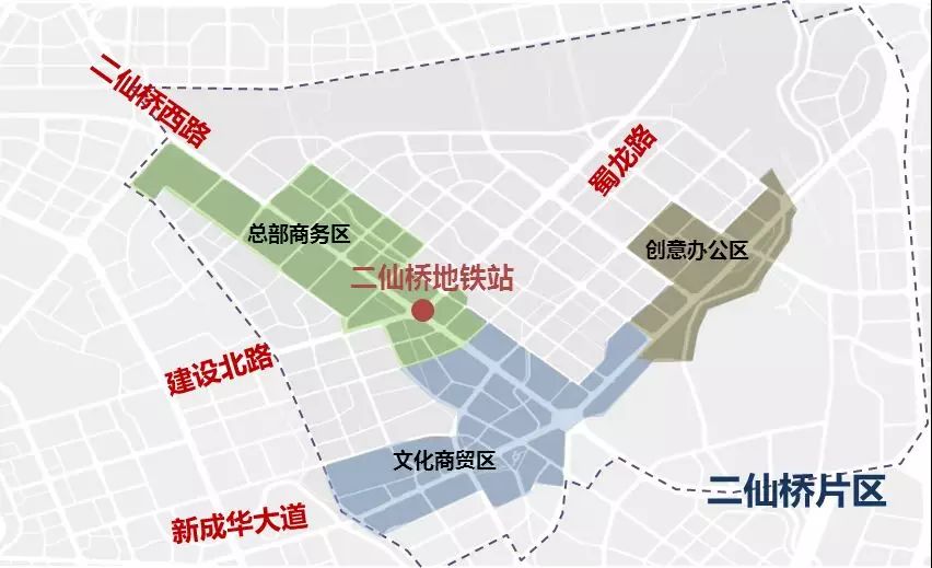 二仙桥片区规划图 (来源:思源地产集团成都)