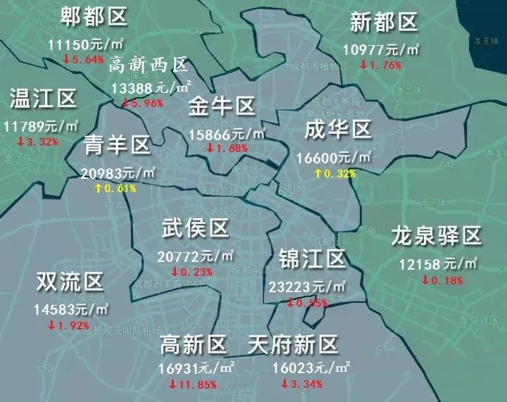 成都12月中心城区房价地图